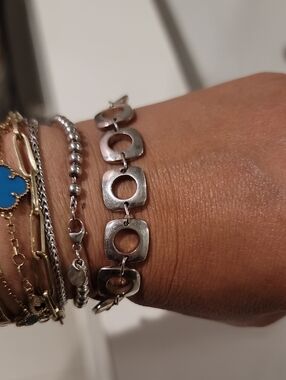 Tiffany and Co Sterling Silver Geometric Link Bracelet - Silver
